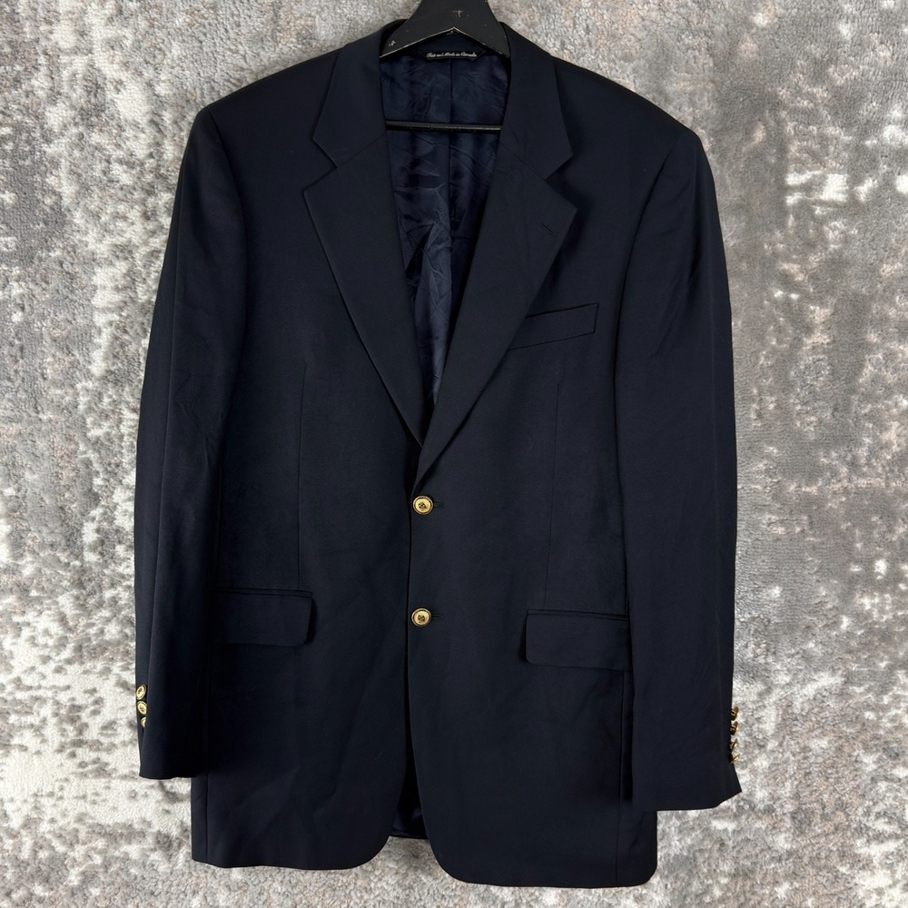 Jack Victor Size 40L Lord & Taylor Minimalist Career Notched Blazer Jacket Black